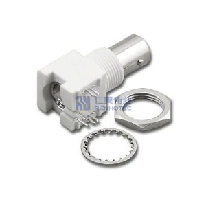 BNC Connector R/A Female Panel Mount 15.8mm White Plastic - RHT-610-0048