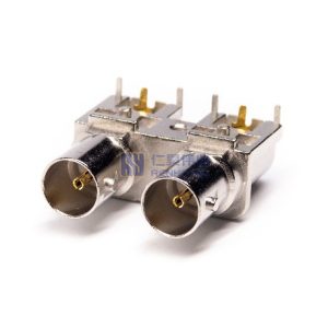 BNC Connector Dual Port R/A Jack Panel Mount Through Hole 75 Ohm - RHT-610-0057