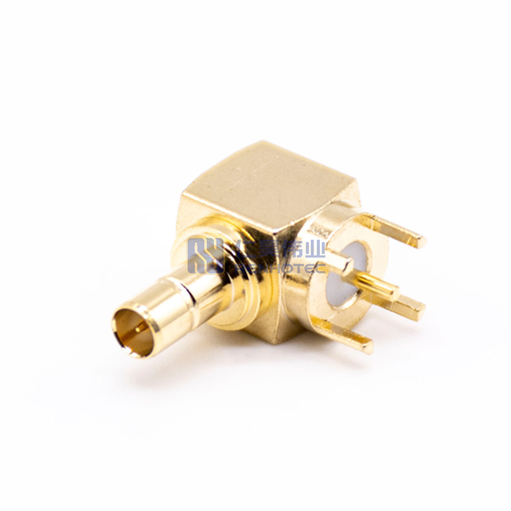 10x SMB Male Right Angle PCB Mount RF Connectors - Bulkhead Panel Mount - Gold