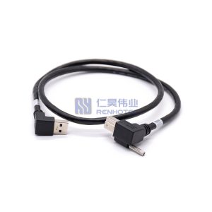 USB 3.0 Right Angle Plug to Right Angle Type-B USB Cable with Screw Lock for Industry Camera 1m