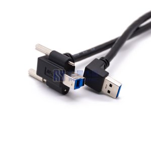 USB 3.0 Right Angle Plug to Right Angle Type-B USB Cable with Screw Lock for Industry Camera 1m