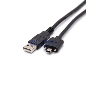 USB 2.0 Plug to mini USB Screw-on Plug Black 1m Injection Molded Cable
