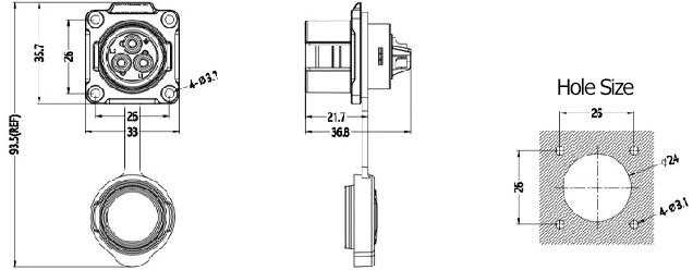 RK24 Flange Socket Size