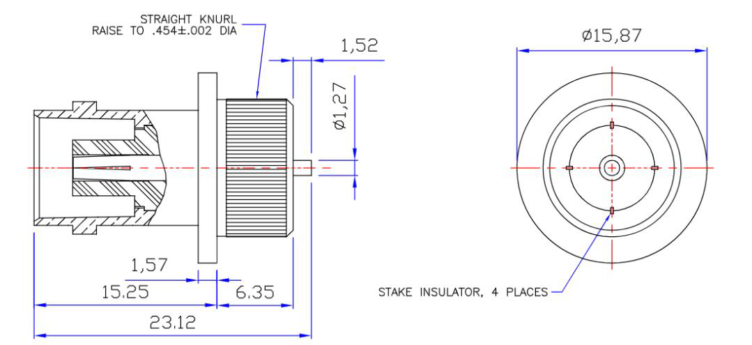 technical line drawing 50ohm BNC