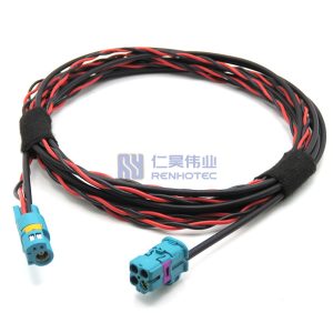 Fakra+2 GMSL2 Electronic Rearview Mirror Adapter Cable Mini Fakra 4-in-1 Female Reversing Panoramic Image Connection Cable