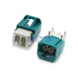 Mini Fakra Right Angle 2-in-1 Connector Through Hole GMSL2/GMSL3 Compatible