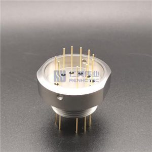 10 Pin Glass to Metal Sealed Hermetic Feedthrough Connector - RHT-10359-10P