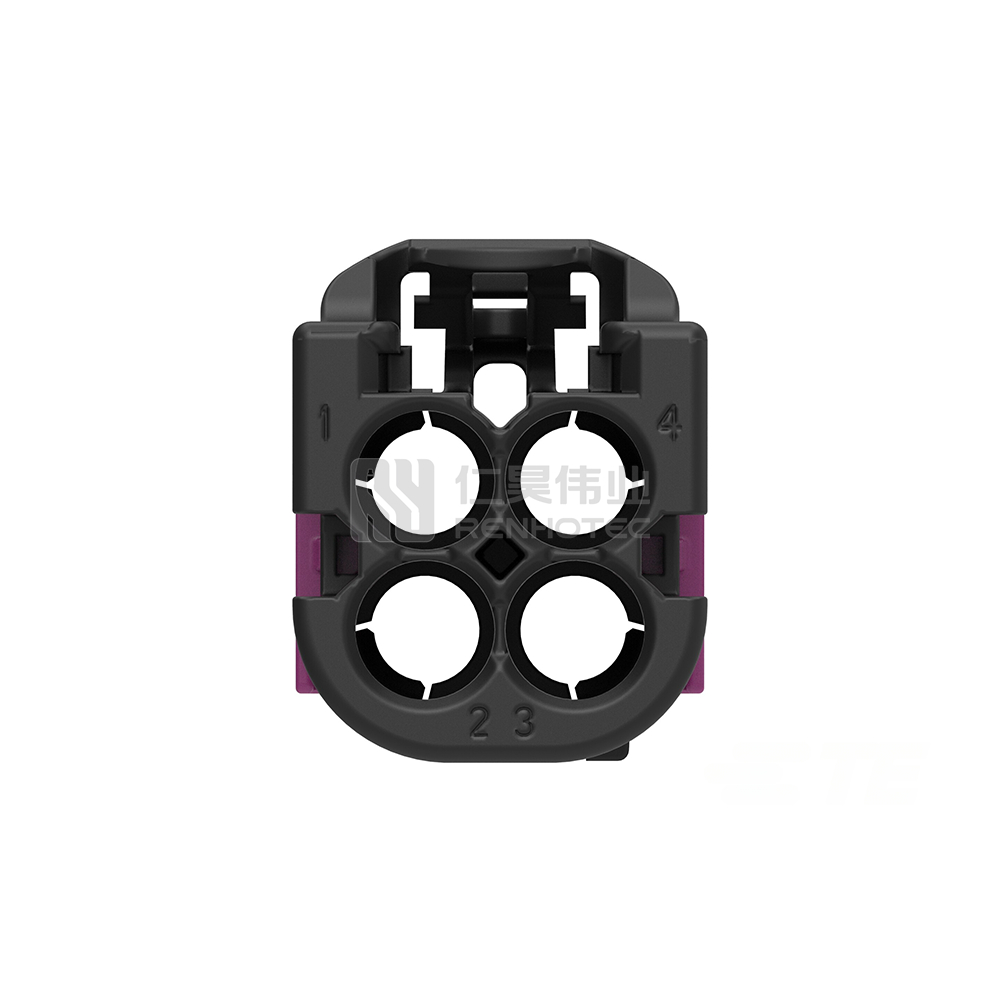 Cable-to-Cable, 180° Cable Exit, 4 Position, F Code, Housing for Female Terminals, 4 mm Centerline, Crimp, Data Connectivity Housings - Image 2