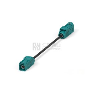 FAKRA to FAKRA Cable Assembly, 1 m, Black Cable, 6 GHz, 50 ohm, PVC Jacket, 2.8 mm Diameter, FAKRA Plug End A, FAKRA Plug End B