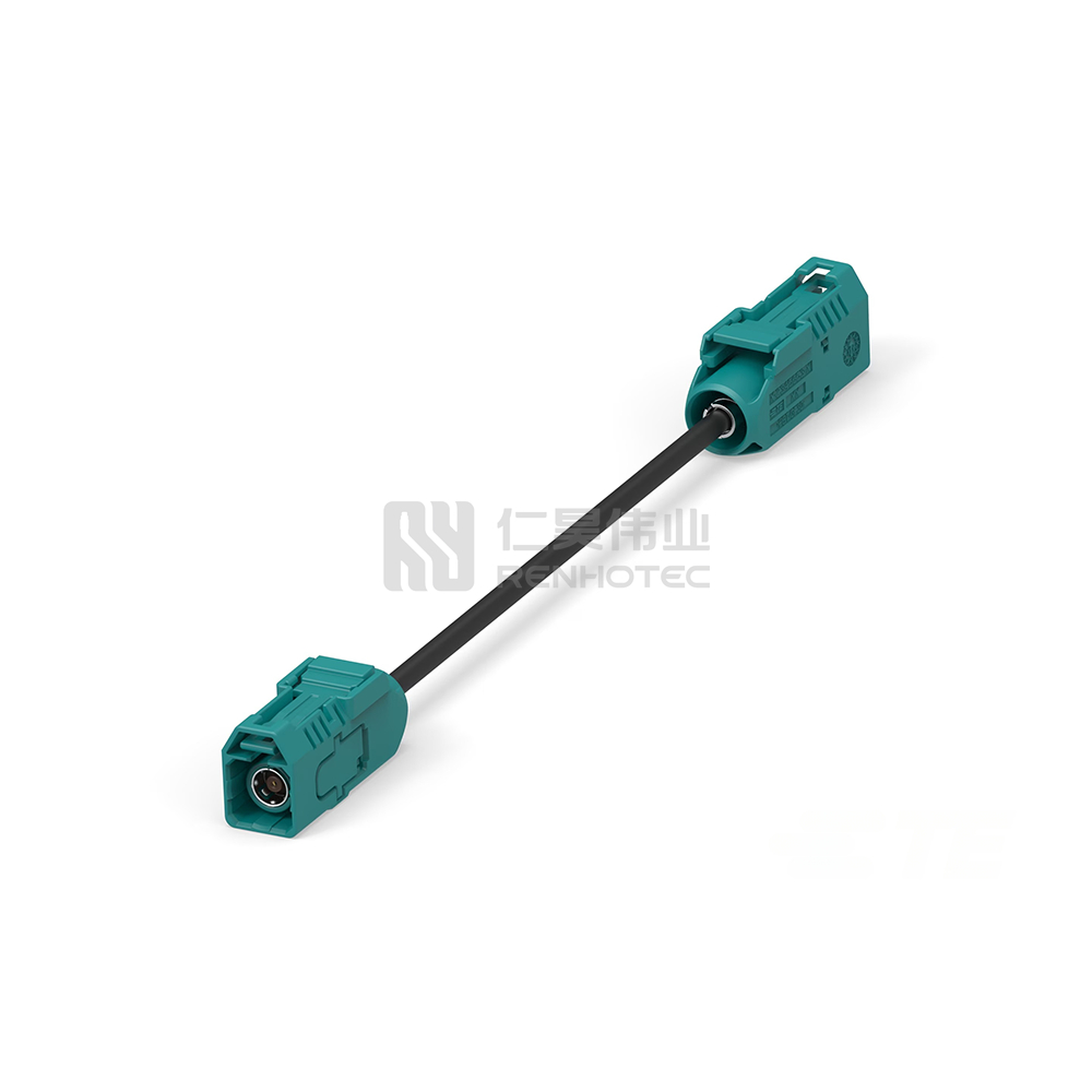 FAKRA to FAKRA Cable Assembly, 1 m, Black Cable, 6 GHz, 50 ohm, PVC Jacket, 2.8 mm Diameter, FAKRA Plug End A, FAKRA Plug End B