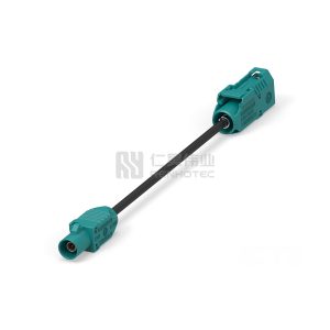 FAKRA to FAKRA Cable Assembly, 1 m, Black Cable, 6 GHz, 50 ohm, PVC Jacket, 2.8 mm Diameter, FAKRA Plug End A, FAKRA Jack End B