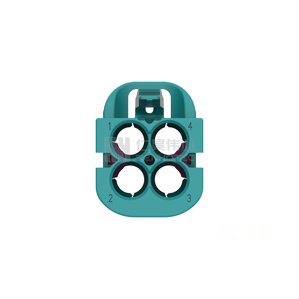 Cable-to-Cable, 180° Cable Exit, 4 Position, A Code, Housing for Male Terminals, 4 mm Centerline, Crimp, Data Connectivity Housings - Image 2