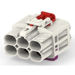 Cable-to-Board / Cable-to-Cable, 180° Cable Exit, 6 Position, B Code, Plug, 8 mm Centerline, Crimp, Data Connectivity Housings