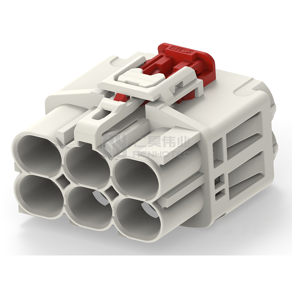 Cable-to-Board / Cable-to-Cable, 180° Cable Exit, 6 Position, B Code, Plug, 8 mm Centerline, Crimp, Data Connectivity Housings