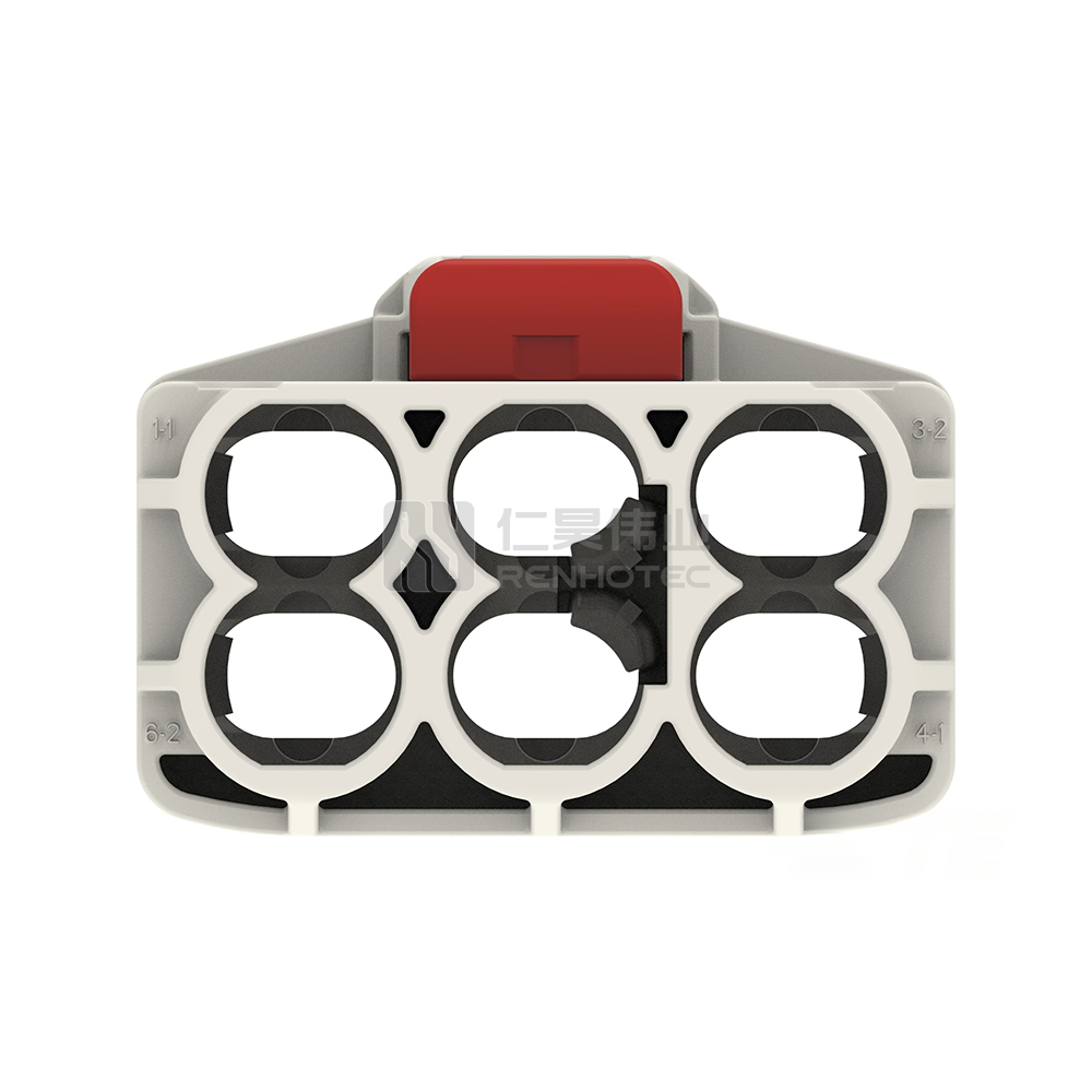 Cable-to-Board / Cable-to-Cable, 180° Cable Exit, 6 Position, B Code, Plug, 8 mm Centerline, Crimp, Data Connectivity Housings - Image 3