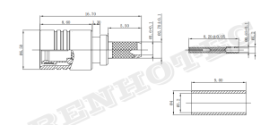 Technical drawing showing the side profile and dimensions in millimeters for a MINI-SMB RF connector.
