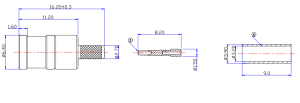 Technical drawing showing the side profile and dimensions in millimeters for an SMB RF connector.