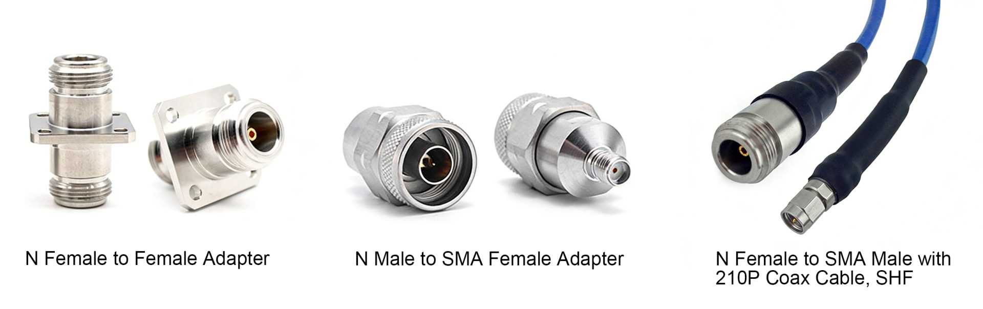 Essential coaxial adapters: N Male to SMA Female adapter and N Female to N Female barrel connector