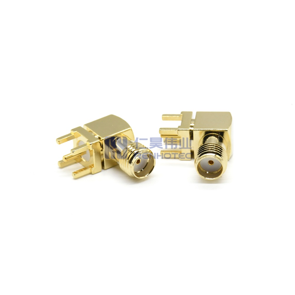 SMA Connector Right Angle Female Jack PCB Mount Through Hole 50 Ohm - RHT-612-0001 - Image 2