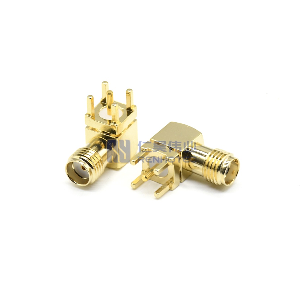 SMA Connector Right Angle Female Jack PCB Mount Through Hole 50 Ohm - RHT-612-0001