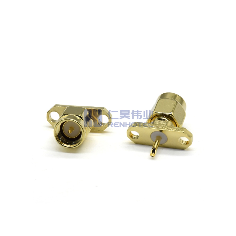 SMA Connector Right Angle Female Jack PCB Mount 50 Ohm 2 Hole Flange - RHT-612-0585