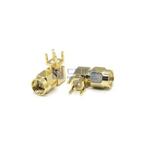 SMA Connector Right Angle Male Plug PCB Mount Through Hole 50 Ohm - RHT-612-0599
