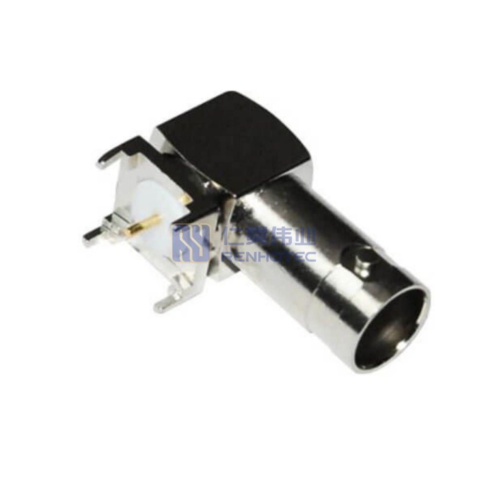 BNC Connector Right Angle Jack Panel Mount Through Hole - RHT-610-0044