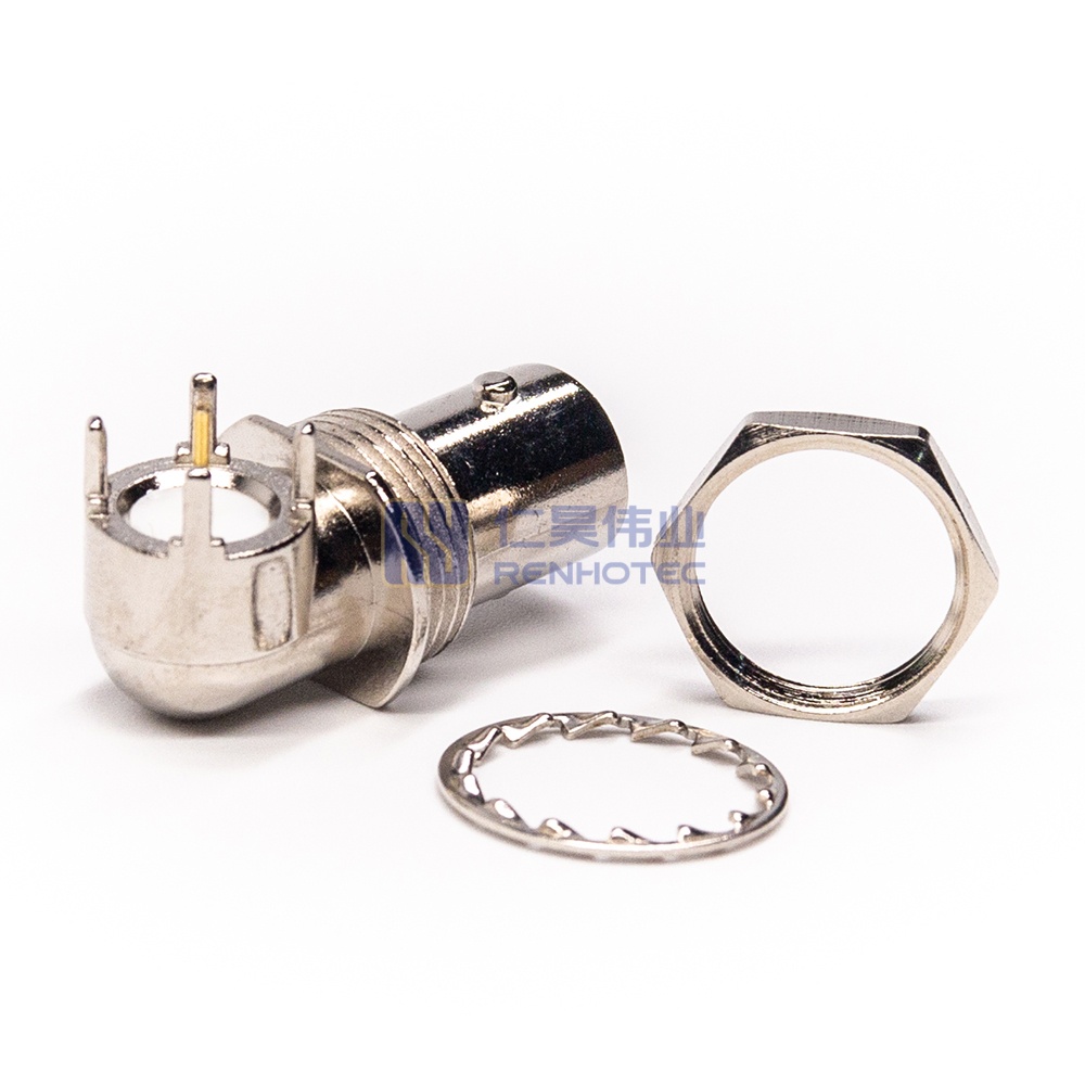 BNC Connector Right Angle Jack Panel Mount Through Hole - RHT-610-5019