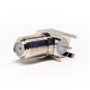 F Type Connector Jack Right Angle Solder PCB Mount Through Hole - RHT-611-0314