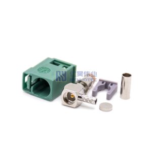 Fakra Connector Jack Right Angle Female Pin Cable Green E Code Crimp - 101-11-10013