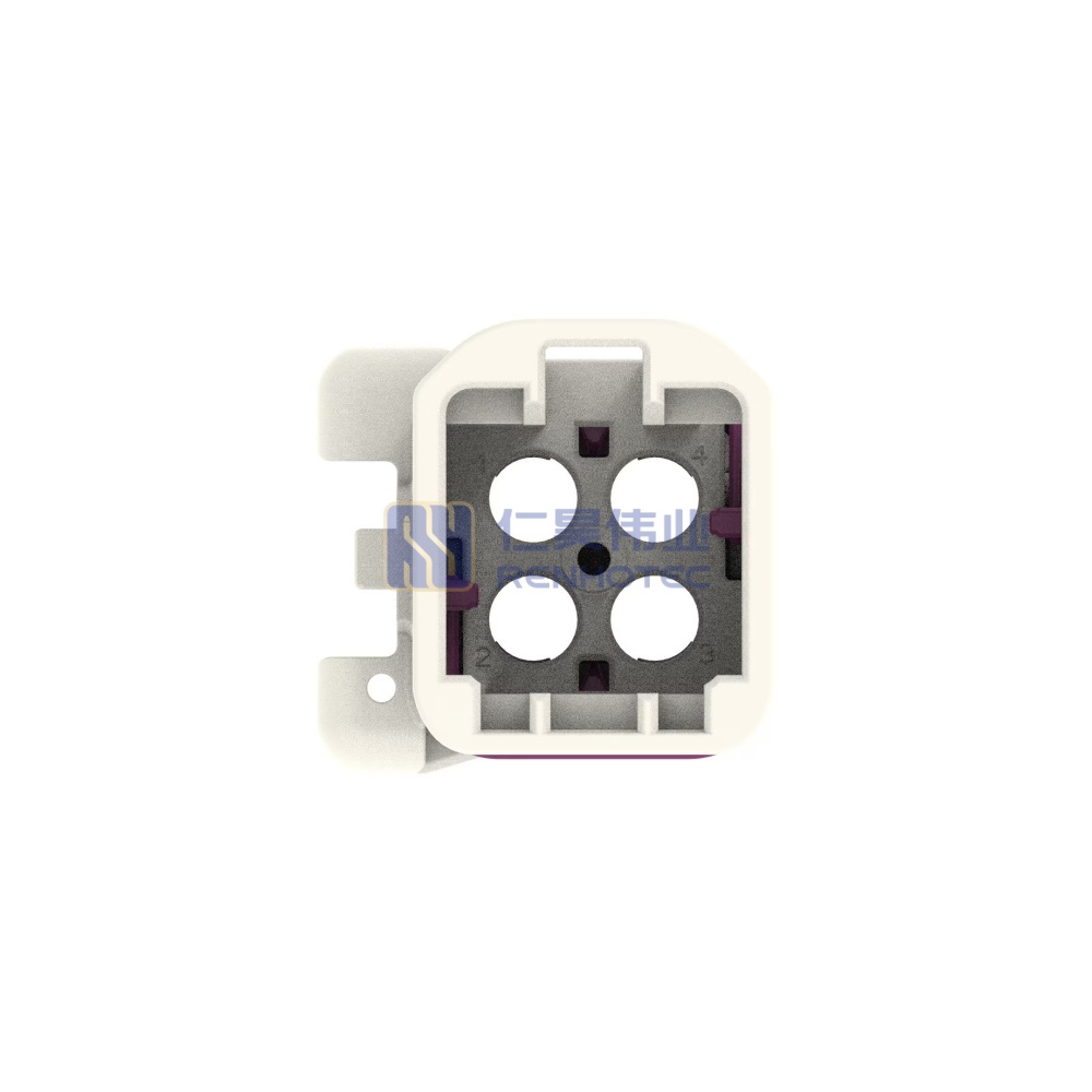 Cable-to-Cable, 180° Cable Exit, 4 Position, B Code, Housing for Male Terminals, 4 mm Centerline, Crimp, Data Connectivity Housings - Image 3