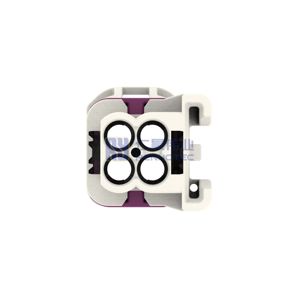 Cable-to-Cable, 180° Cable Exit, 4 Position, B Code, Housing for Male Terminals, 4 mm Centerline, Crimp, Data Connectivity Housings - Image 4