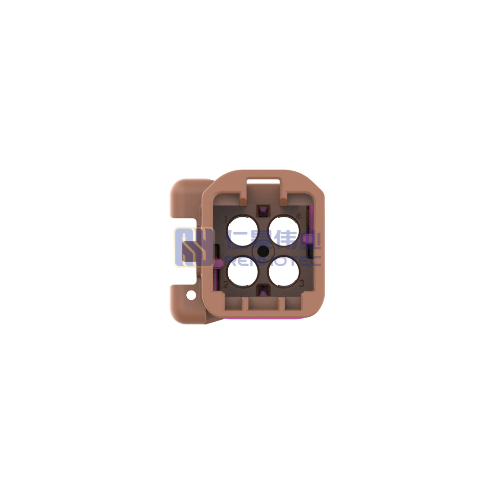 Cable-to-Cable, 180° Cable Exit, 4 Position, F Code, Housing for Male Terminals, 4 mm Centerline, Crimp, Data Connectivity Housings - Image 5