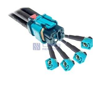 2338212-1 4-in-1 Mini Fakra Female to 1-2392990-4 Right Angle Female Waterproof RF Cable Assembly