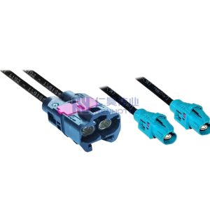 H-MTD Dual-Port A-Key Male to Dual Single-Port Z-Key Female Cable Assembly