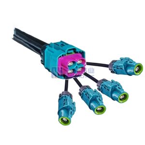 Waterproof H-MTD Four-Port Female to Four Single-Port Female Breakout Harness