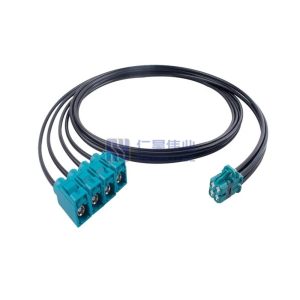 Dual HFM mini Fakra 4 in 1 Jack to Fakra Z Code Jack with 50CM DACAR 302 Cable High-speed data for ADAS, Radar, and Camera Systems RF Coaxial Cable
