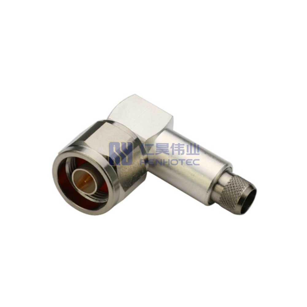 N Type Male Right Angle Crimp CATV RF Coaxial Connector for LMR400 Cable - RHT-614-0123