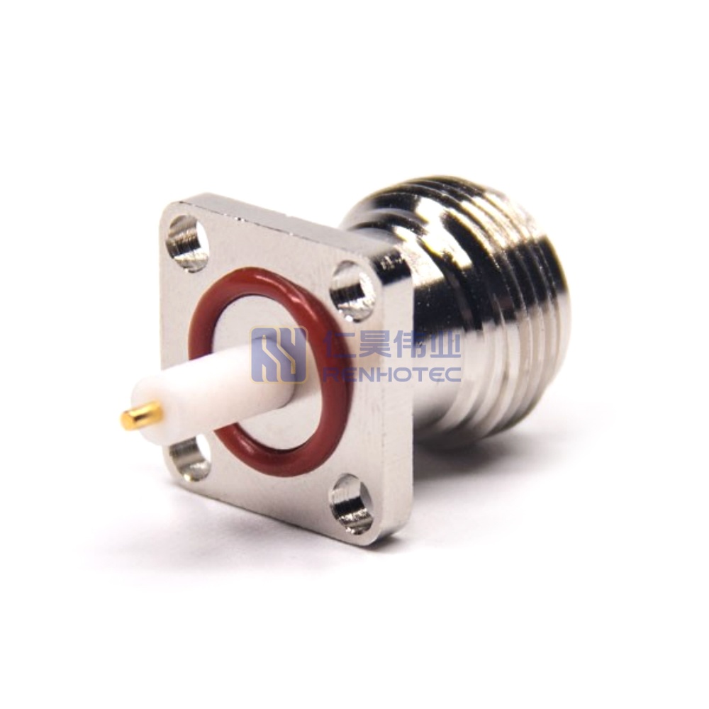 N Type Female Straight Waterproof 4 Hole Flange RF Coaxial Connector - RHT-614-0141