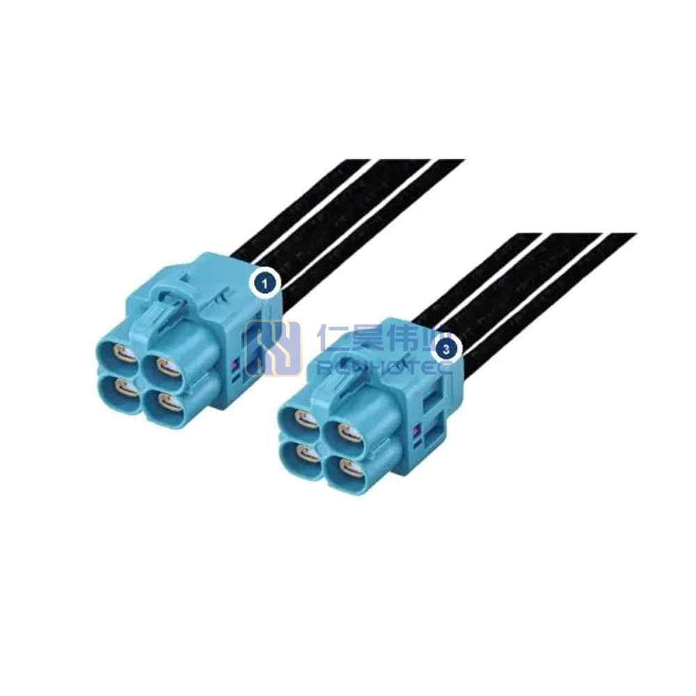 H-MTD Quad Jack to Jack E6K10D-1CAZ5-Z Automotive Ethernet Cable Assembly with 0.5M GG 2Speed 251 Wire 100Ω Shielded Twisted Pair Cable