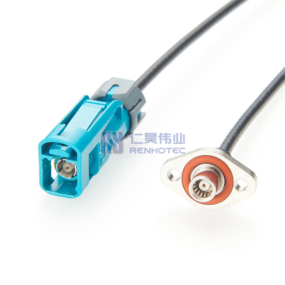 Waterproof FAKRA Z Female to 2 Hole Flange SMB Female with Cable DACAR 462 - RHT-605-20795
