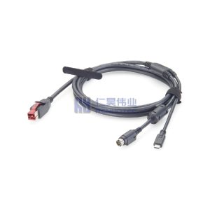 24V Powered USB Printer Cable to Hosiden 4 Pin + USB-C - RHT-605-20913