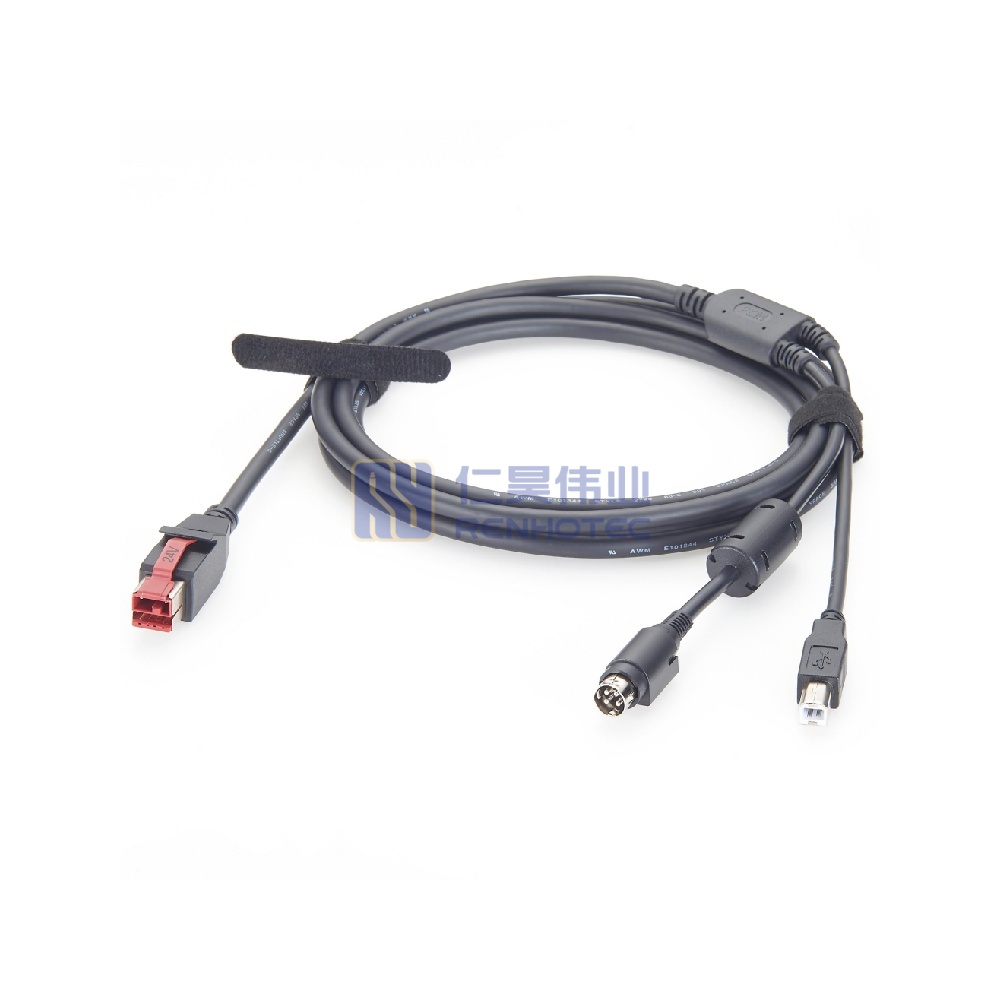 Powered USB Cable 24V to USB Type-B+ Hosiden Power Din 4 Pin - RHT-605-20914