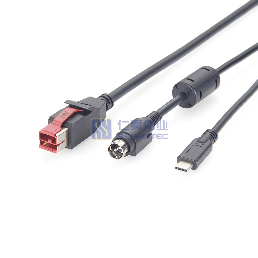 Powered USB Cable 24 V to Hosiden 3 Pin Din + USB-C - RHT-605-20915 - Image 3