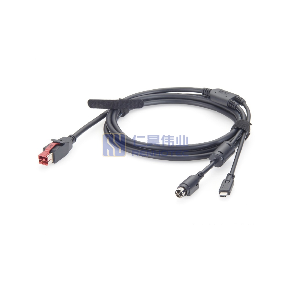 Powered USB Cable 24 V to Hosiden 3 Pin Din + USB-C - RHT-605-20915