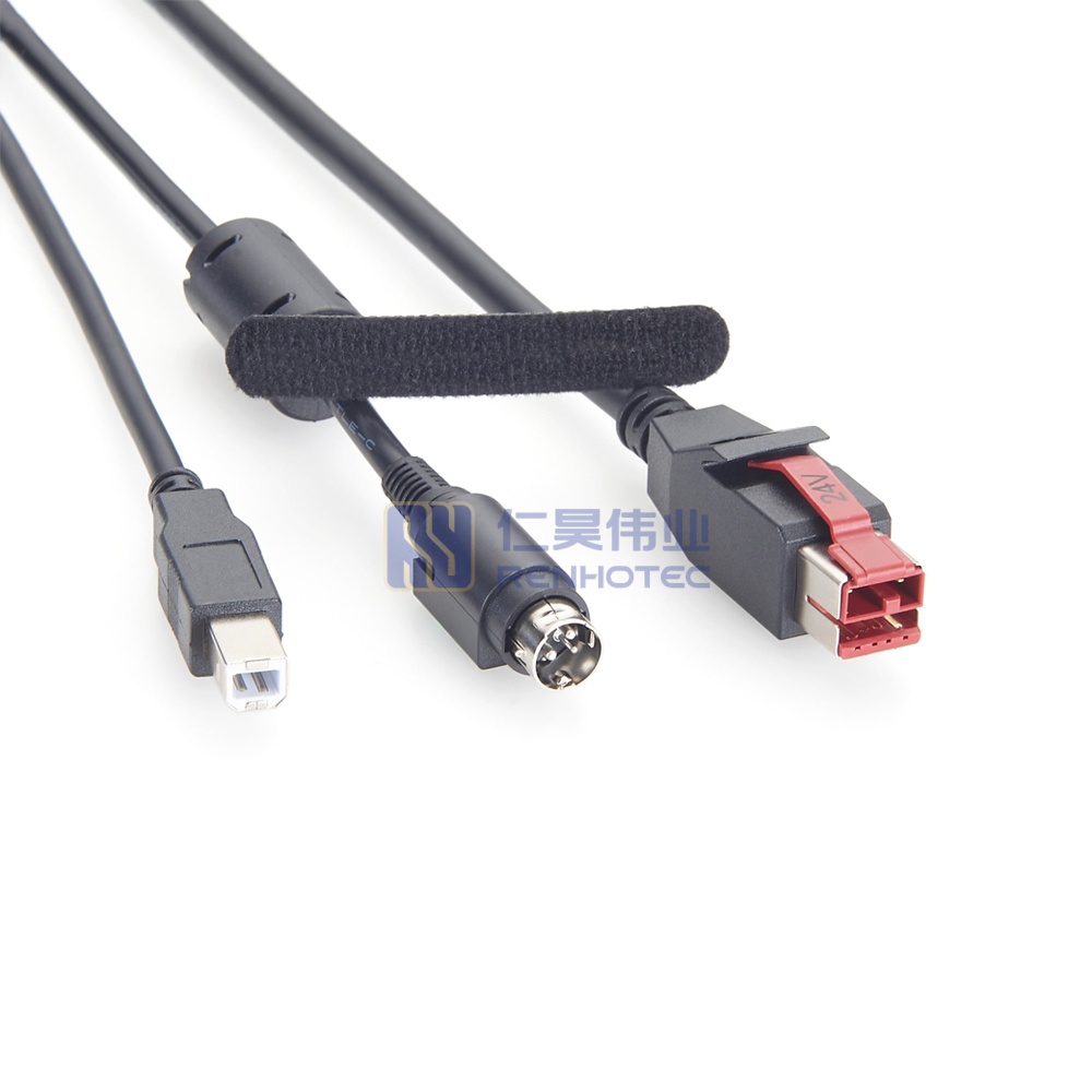 24V Powered USB to Hosiden 3Pin + USB Type B Y Splitter Cable - RHT-605-20916 - Image 2