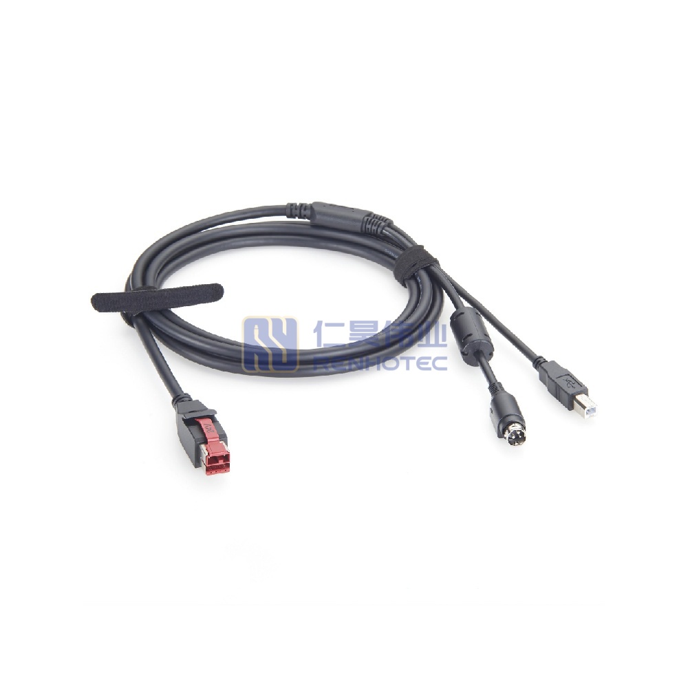 24V Powered USB to Hosiden 3Pin + USB Type B Y Splitter Cable - RHT-605-20916 - Image 3