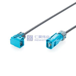 Left Angle Waterproof Fakra Female to Female RF Cable with DACAR 462 - RHT-605-20935
